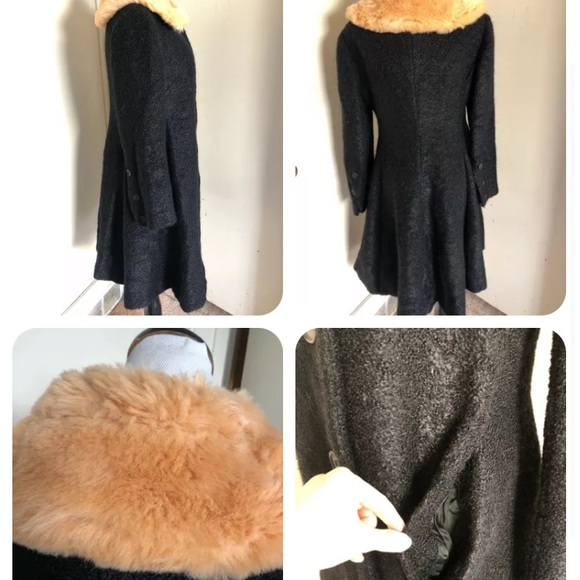 Moschino Black Coat With Fur Collar Size M $1550 - Picture 2 of 4